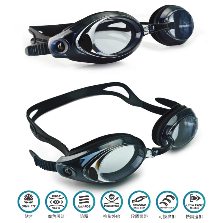 【SAEKO】度數款 近視泳鏡 防紫外線 廣角鏡片 長效防霧 S42AOP 2