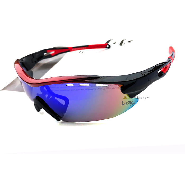 【suns】偏光運動太陽眼鏡 REVO電鍍 防霧排熱孔 (黑紅框/REVO綠) 2