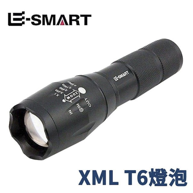 強光變焦手電筒 XMLT6LED 燈泡 戰術自行車燈 配USB充電器 0