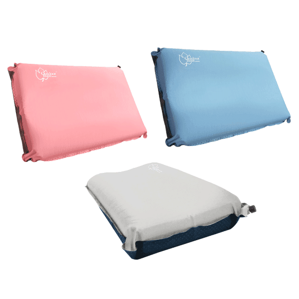 【OutdoorBase】3D舒壓自動充氣枕頭 珊瑚粉/冰藍/月光白藍 悠遊戶外 0