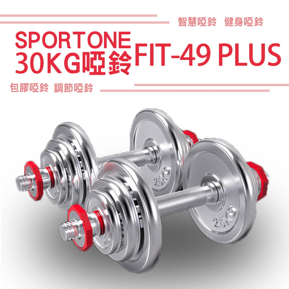 SPORTONE FIT-49 PLUS系列專利30kg組PVC包膠啞鈴/調節啞鈴/鑄鐵啞鈴 1