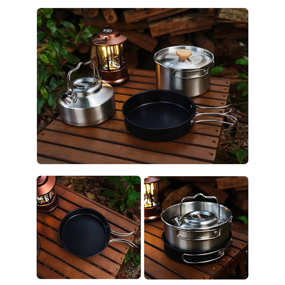 【CAIYI 凱溢】Caiyi 4件套 不銹鋼鍋具組 露營套鍋 野營鍋 戶外鍋具 11