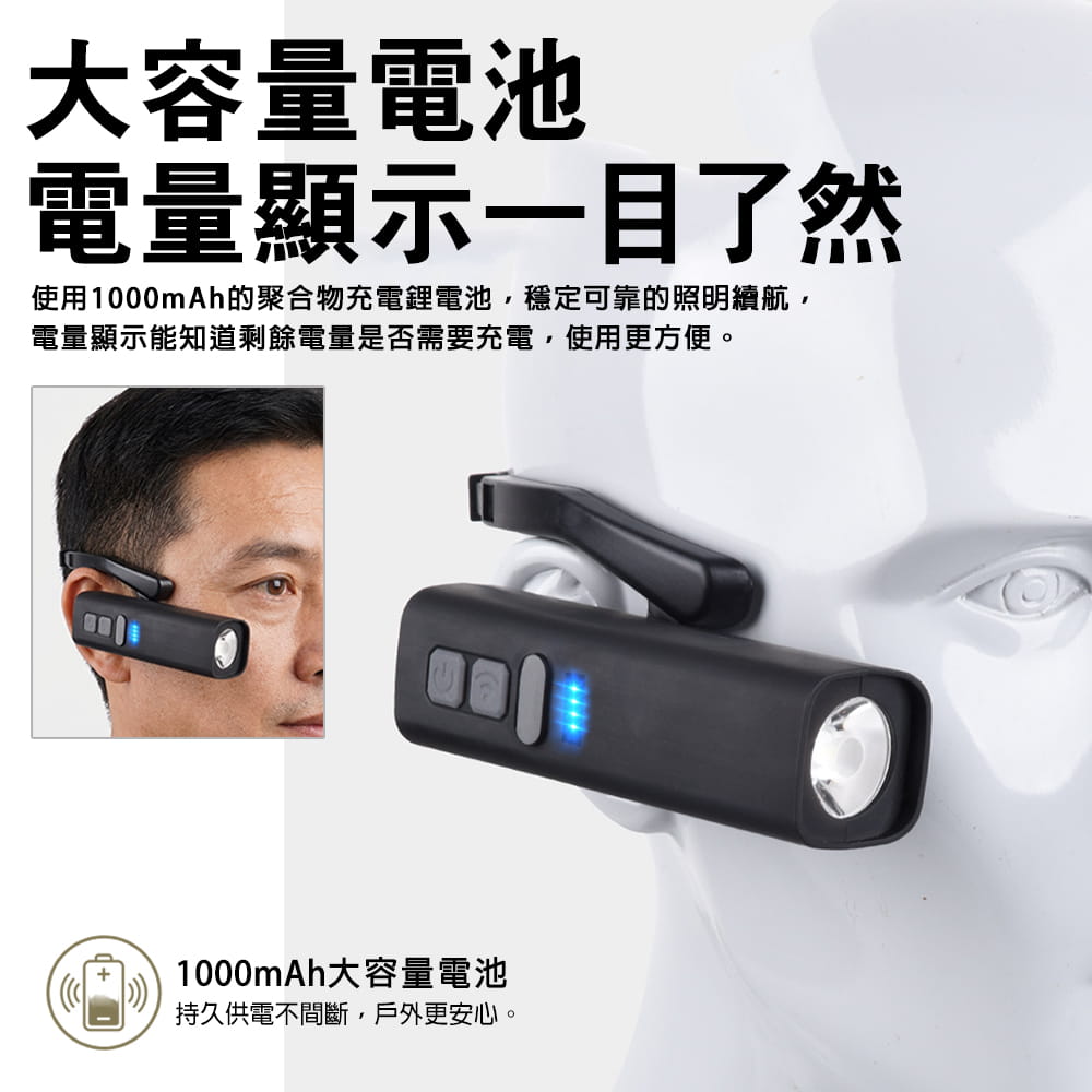 【DIBOTE】迪伯特 感應耳掛式登山頭燈 附USB充電線 感應頭燈 工作燈 騎行燈 釣魚燈 5