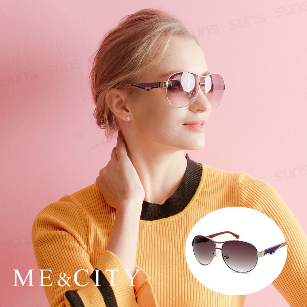 【ME&CITY】 義式典藏高貴太陽眼鏡 斜邊雙色點綴 (ME 120033 B630) 0