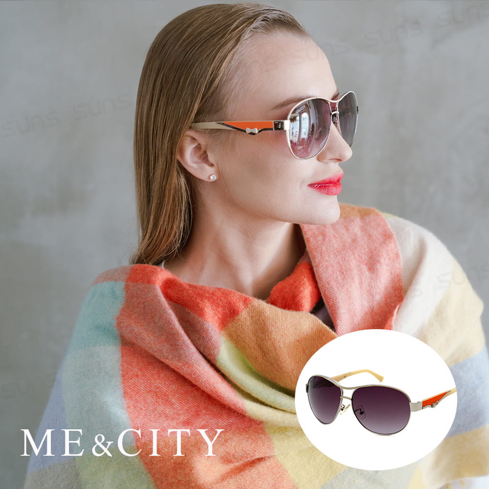 【ME&CITY】 義式典藏高貴太陽眼鏡 斜邊雙色點綴  (ME 120033 I620) 0