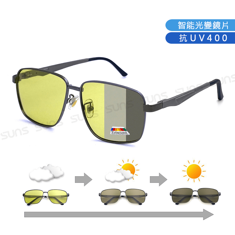 【suns】日夜兩用變色偏光太陽眼鏡 方框墨鏡 抗UV 【7856】 0