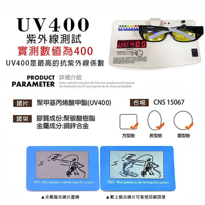 【suns】日夜兩用感光變色偏光墨鏡(可套式) 防眩光反光抗UV400 12