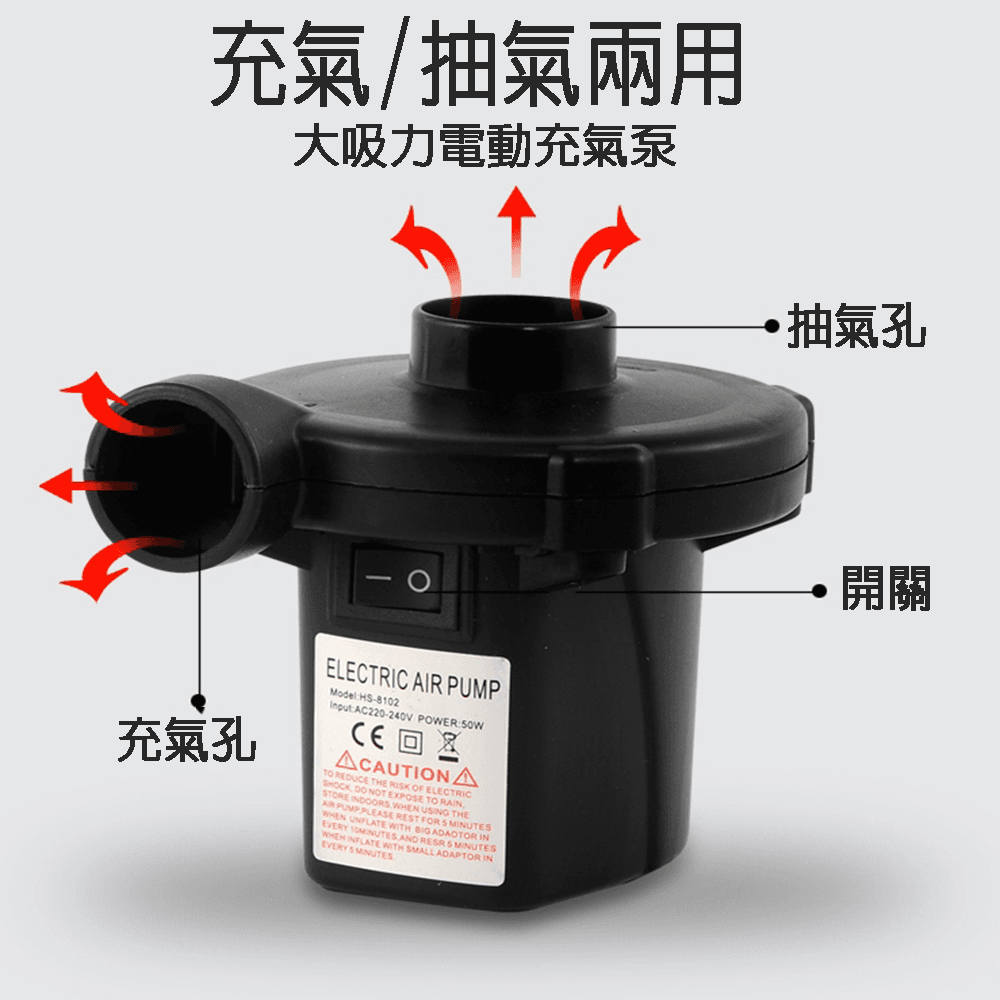 車用家用 電動打氣、抽氣雙用 充氣泵 游泳圈 充氣床 附3種氣嘴【SV61232】 0