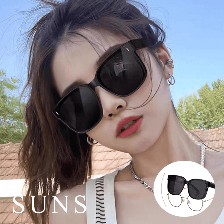 【suns】時尚韓版ins大框偏光太陽眼鏡 霧黑框 抗UV400 (可套鏡) 0