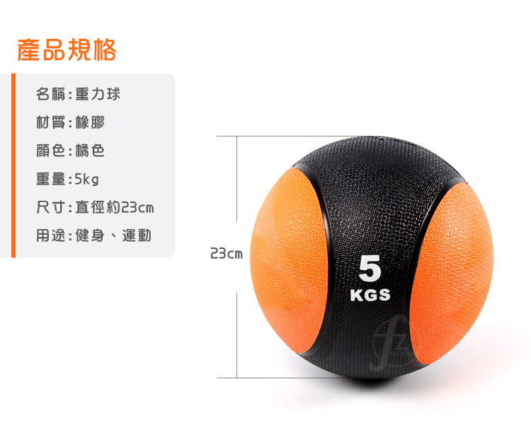 【ABSport】橡膠重力球（5KG－黑款）／健身球／重量球／藥球／實心球／平衡訓練球 1