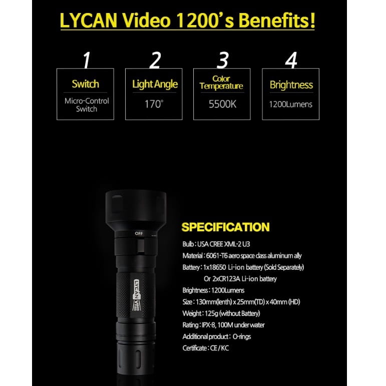 【LYCAN】Lycan VIDEO 1200 水陸兩用手電筒/補光燈 2