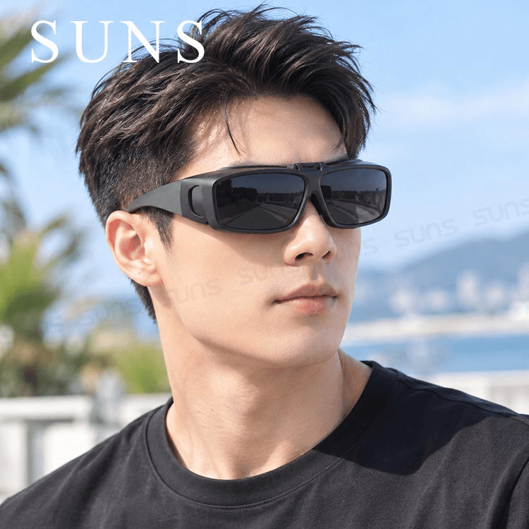 【suns】上翻式偏光墨鏡 方框包覆式眼鏡(可套鏡) 抗UV400 4