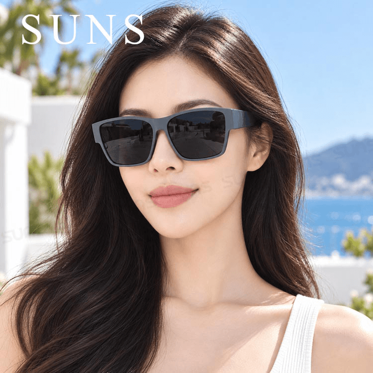 【suns】時尚大框太陽眼鏡 霧灰藍框 (可套鏡) 抗UV400 1