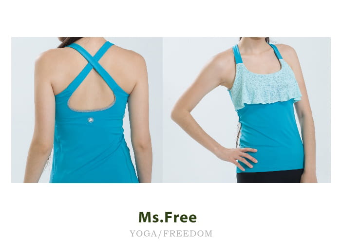 【Ms.Free】時尚瑜伽-台灣製荷葉抓褶修身運動背心-小胸立即豐滿 5
