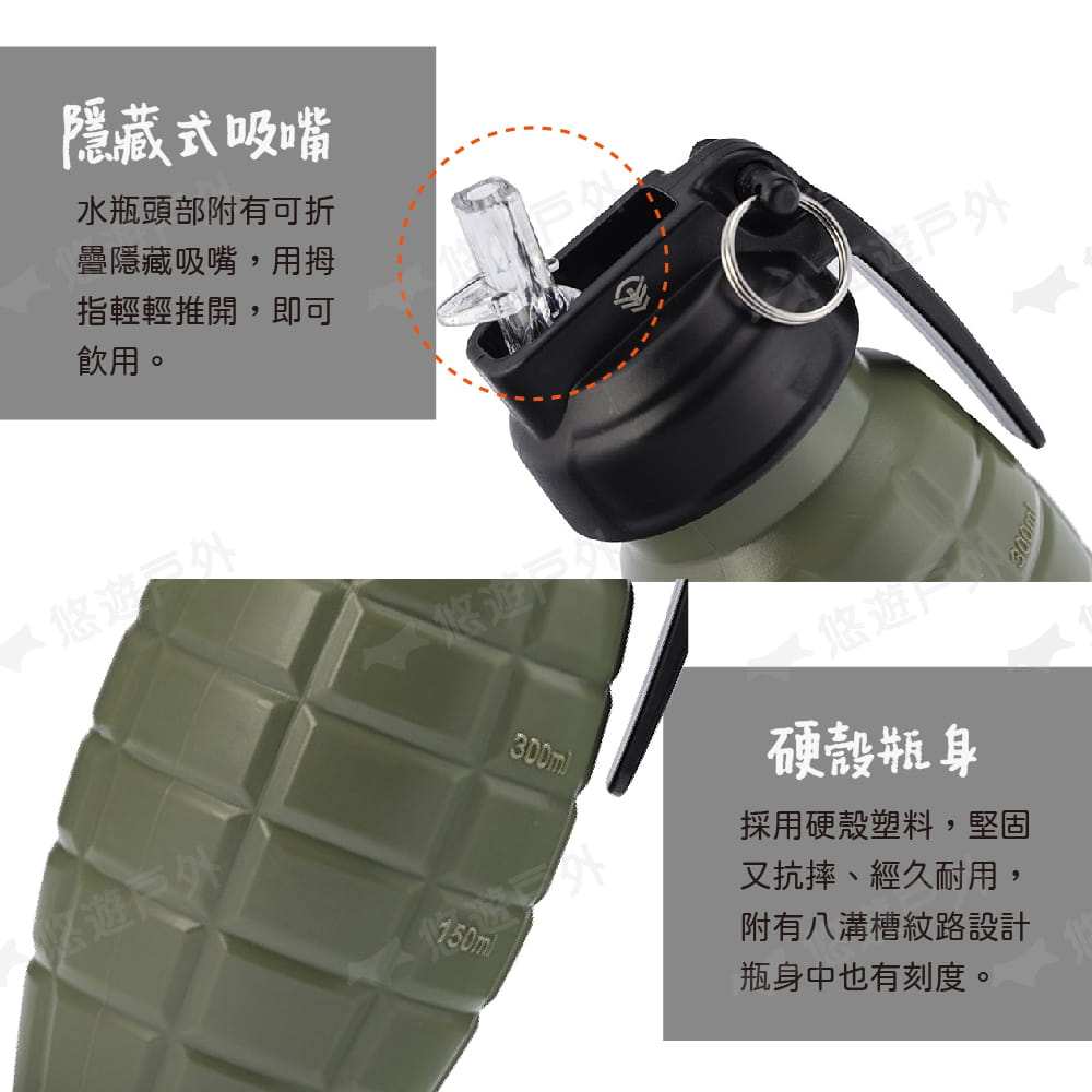 軍風手榴彈 造型運動水壺 Grenade Water Bottle 450ml (悠遊戶外) 3