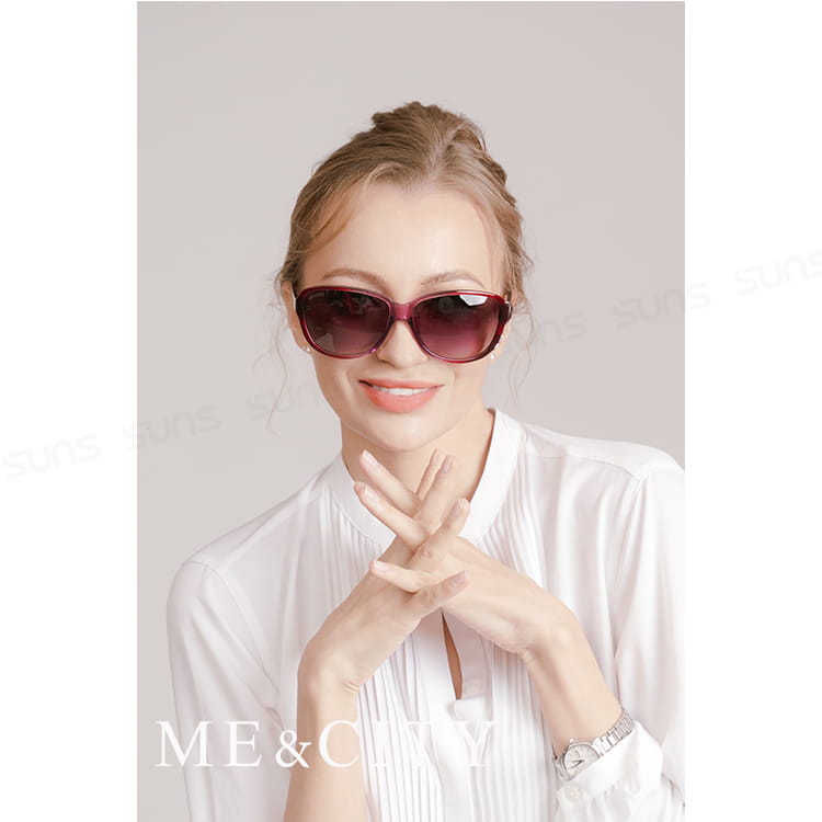 【ME&CITY】 甜美心型鑲鑽太陽眼鏡 抗UV (ME 120064 C102) 4