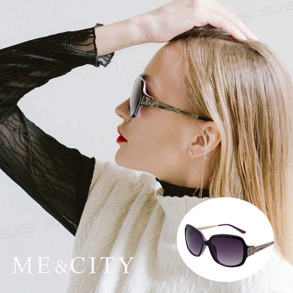 【ME&CITY】  浮雕閃耀花紋金屬太陽眼鏡 抗UV (ME 1218 L01) 0