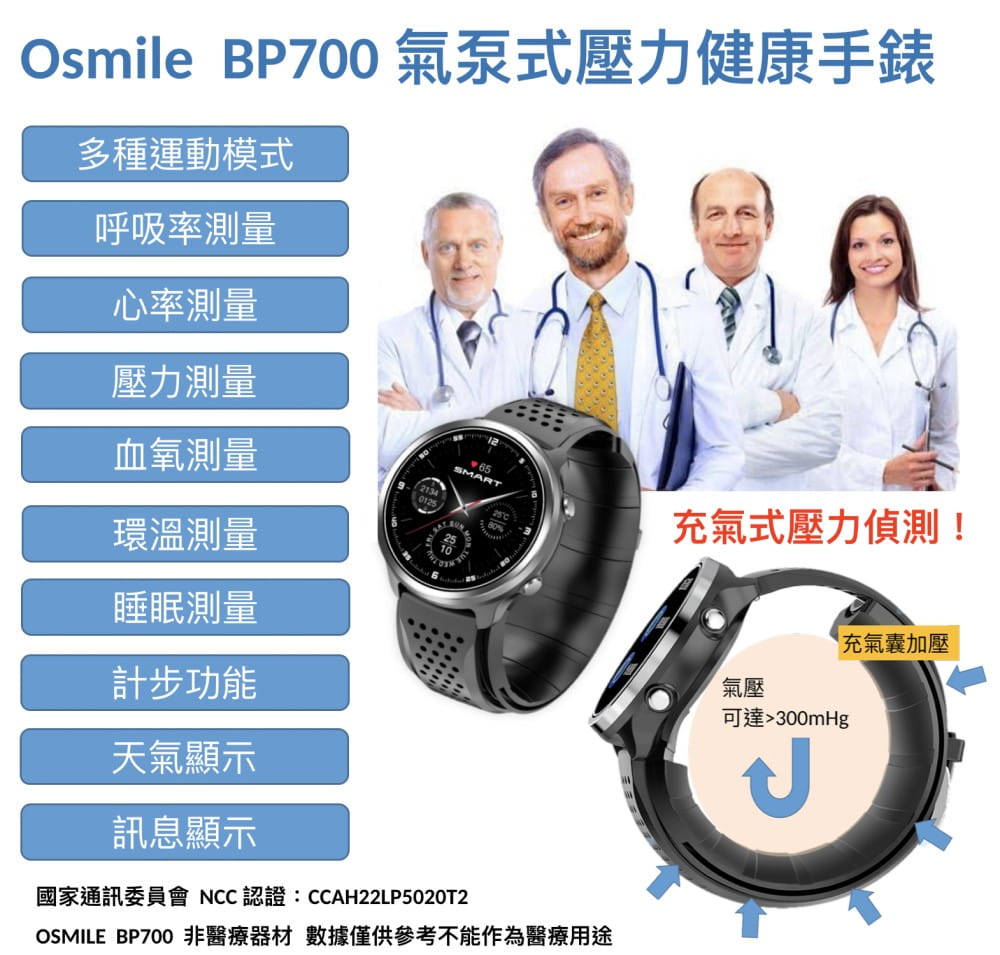 【Osmile】 BP700 銀髮氣泵式壓力健康手錶（年終禮品） 1