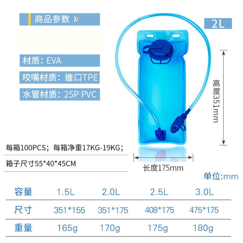 【高品質】水袋2L 藍色EVA 戶外運動水袋 5