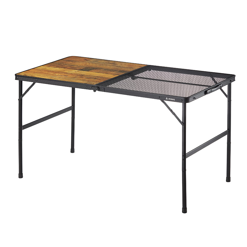 ATUNAS歐都納兩段式木紋鋁合金鋼網折疊桌(120*60)(A1CDEE06木紋) 3