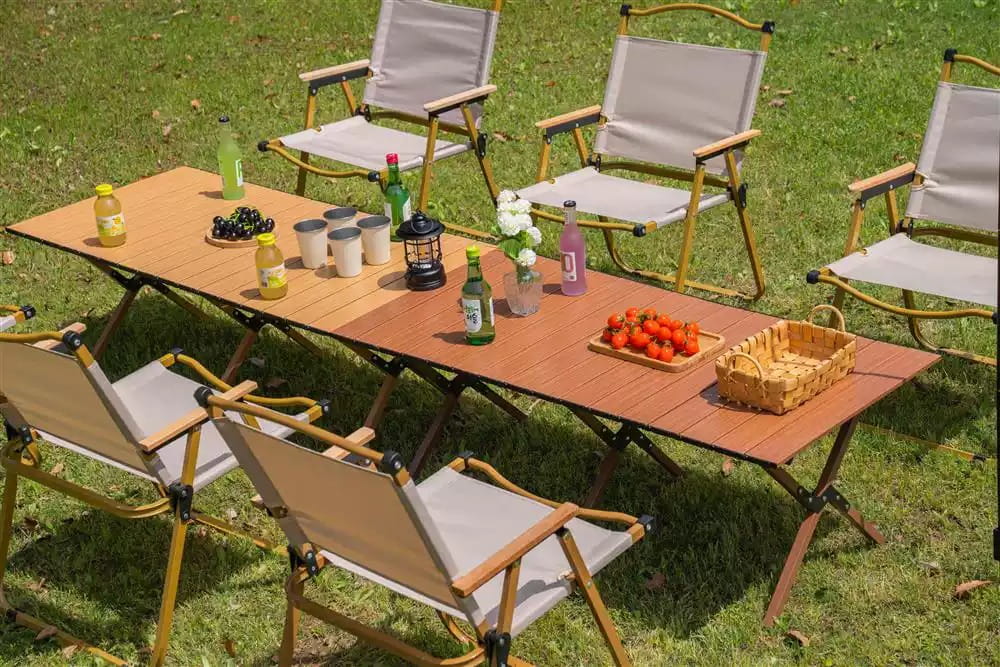 OUTDOORONE 木紋蛋捲桌L號 120*60 露營折疊桌 野餐桌 懶人桌)多用途可攜式 6