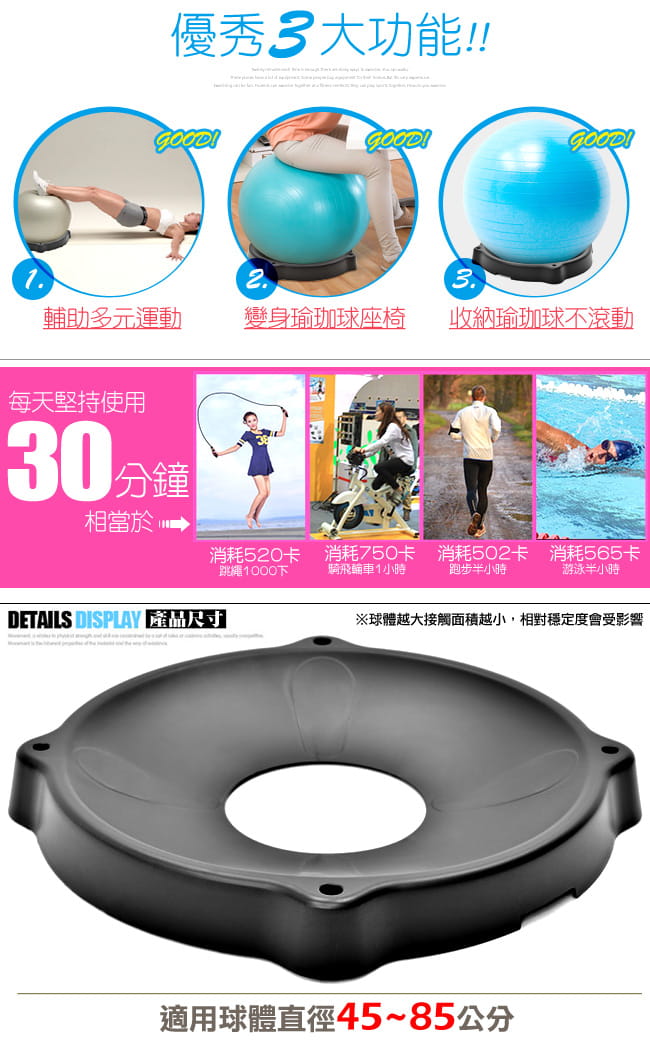 瑜珈球平衡球座(適用抗力球直徑45~85CM)   彈力球穩定座 2