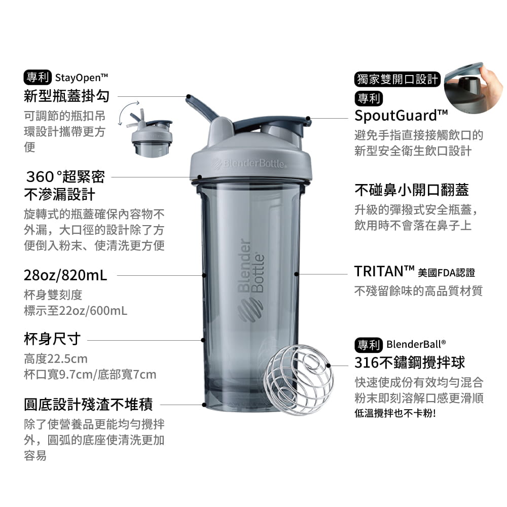 【Blender Bottle】Pro28系列-Tritan高透視搖搖杯28oz(9色) 4