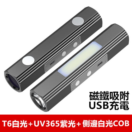 【TX】特林白+紫+COB三光源USB充電手電筒/工作燈(T-3X365) 1