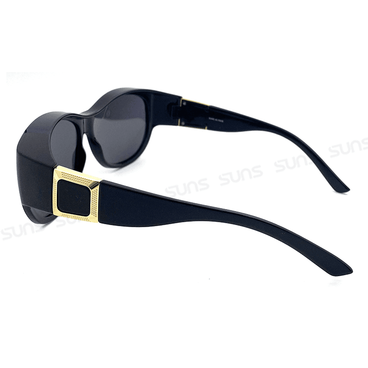 【suns】包覆式偏光墨鏡 曜石黑方框墨鏡 抗UV400 (可套鏡) 12