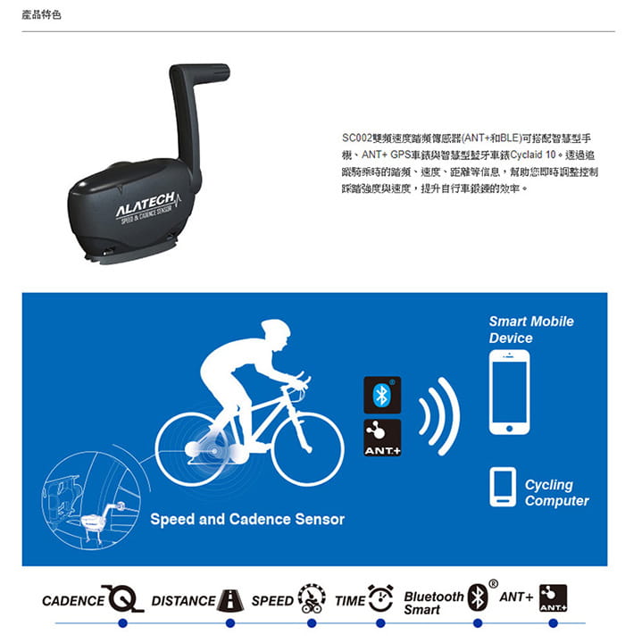 雙頻速度踏頻傳感器ALATECH SC002 2