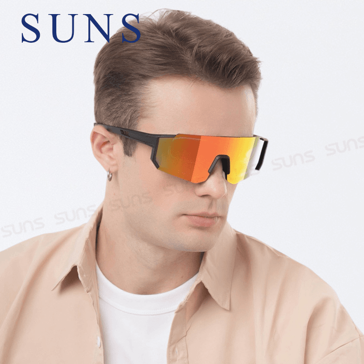 【suns】運動偏光太陽眼鏡 含內視鏡 黑框紅水銀 REVO電鍍 抗UV400 S160 6
