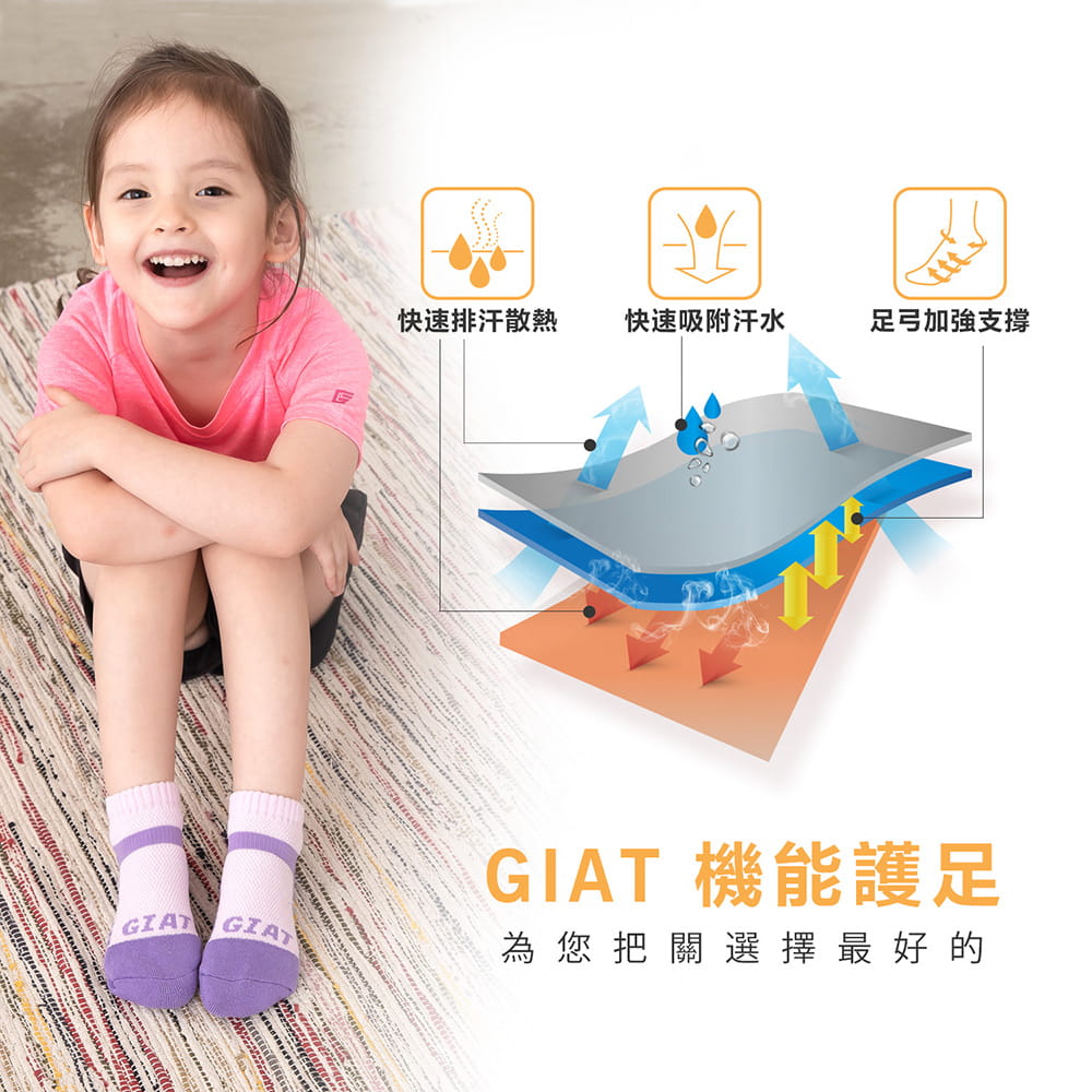 【GIAT】台灣製類繃機能萊卡運動襪(兒童款) 7