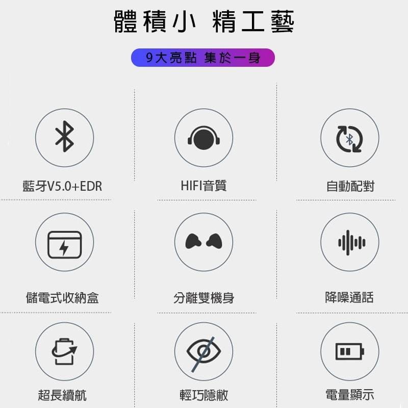 迷你科技藍芽雙耳無線耳機充電倉 台灣NCC認證 來電報號 雙耳 聽音樂  開車通話 運動 上課 遊戲 10