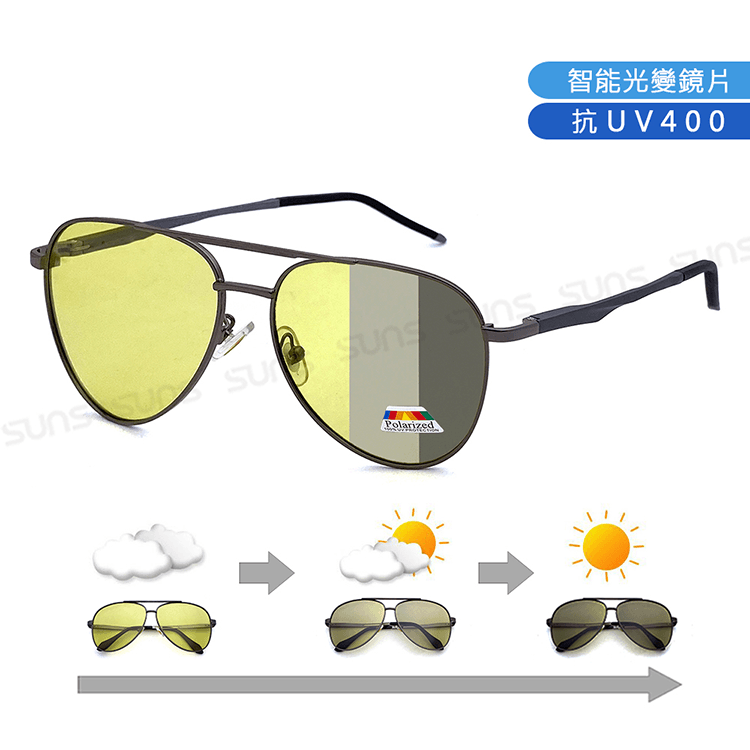 【suns】日夜兩用變色偏光太陽眼鏡 飛行員墨鏡 抗UV 【7352】 0