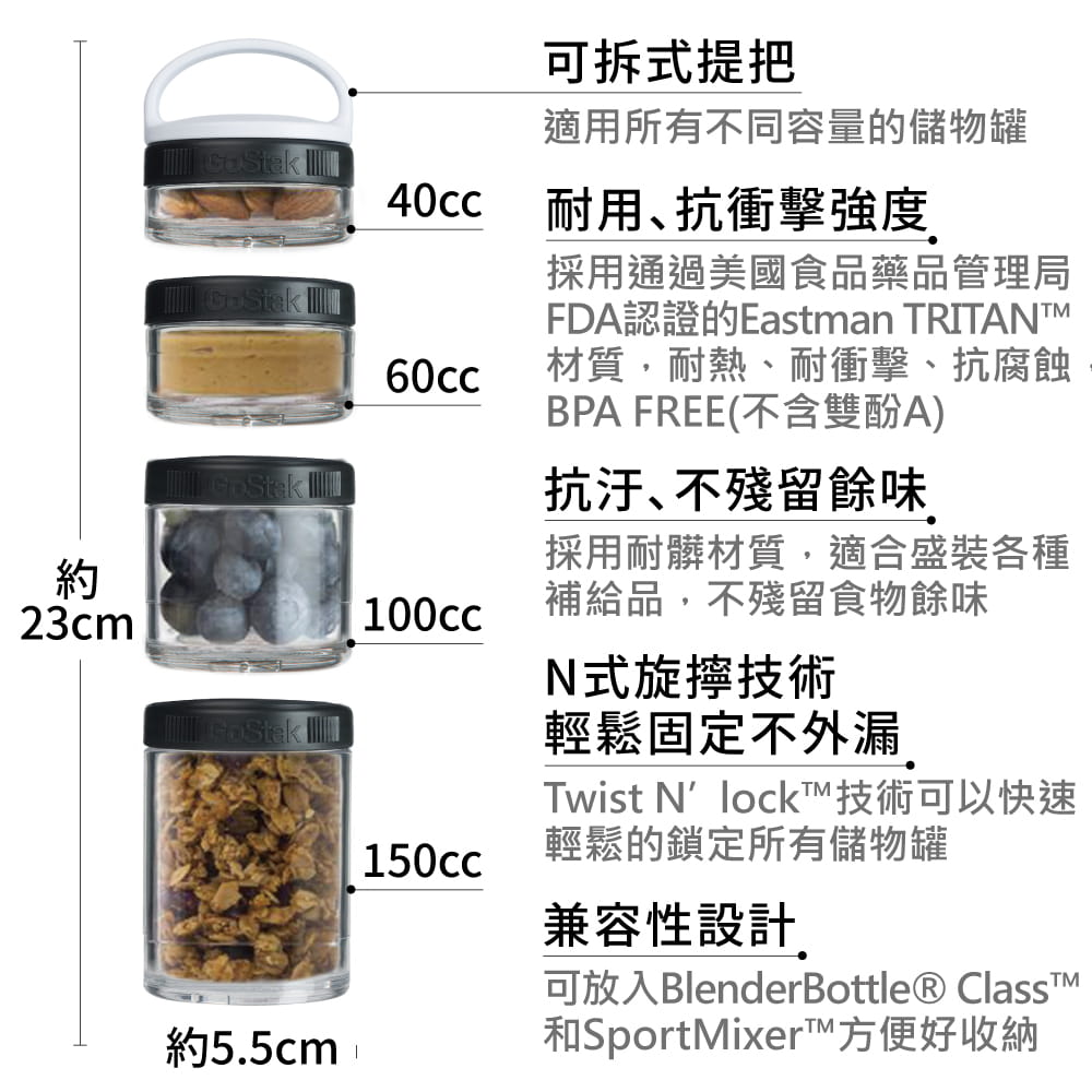 【Blender Bottle】Gostak系列-多層補給保鮮罐(黑) 5
