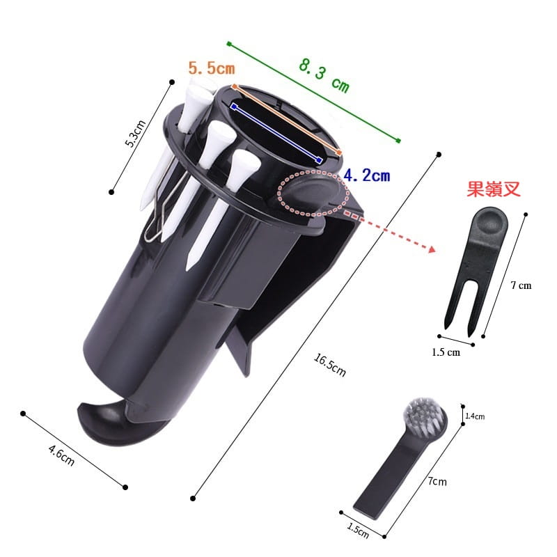 高爾夫夾式收納球筒杯/球座 收納三顆球附木TEE 可夾腰間/球袋側【GF04032】 7