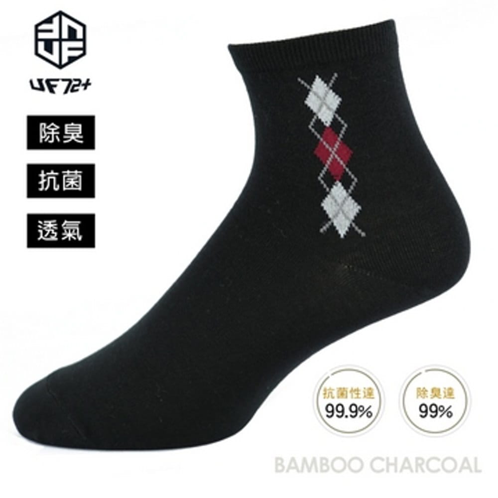 【UF72+】UF5310 elf除臭竹炭高效菱格紋休閒襪 0