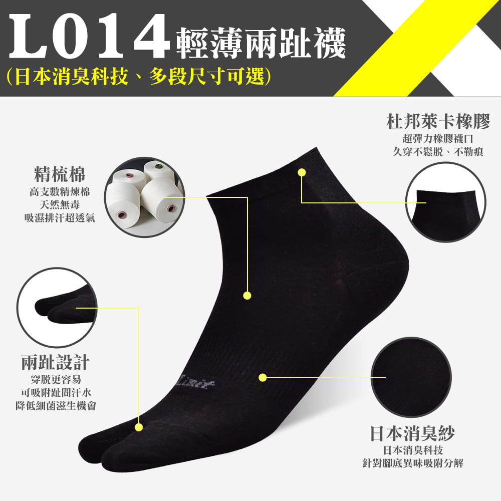 【力美特機能襪】輕薄兩趾襪(黑) 0