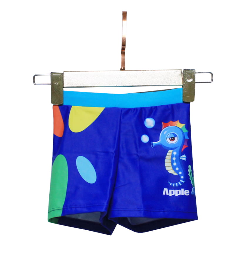 apple苹果牌 男童蓝配色海马印图四角泳裤 108210 2
