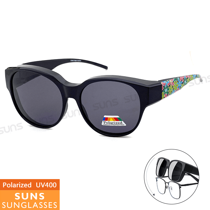 【suns】時尚花漾圓框偏光太陽眼鏡 抗UV400 (可套鏡) 0