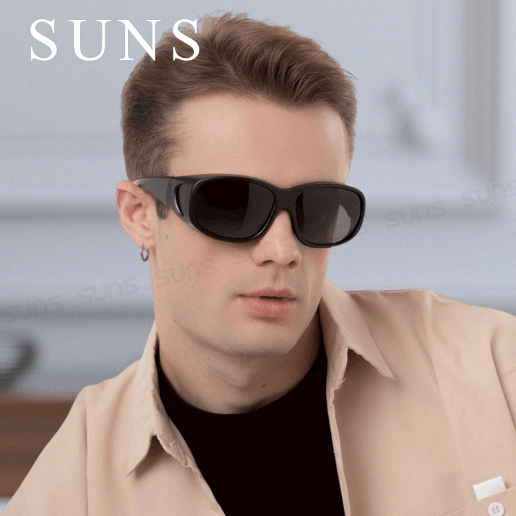 【suns】偏光特大款黑灰色套鏡太陽眼鏡  抗UV400 (可套鏡) 2
