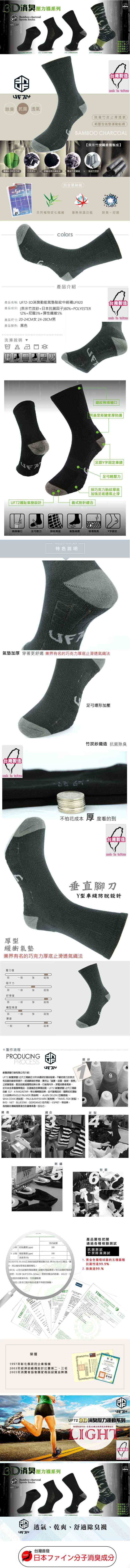 【UF72+】UF920 消臭動能氣墊胎紋氣墊襪 1
