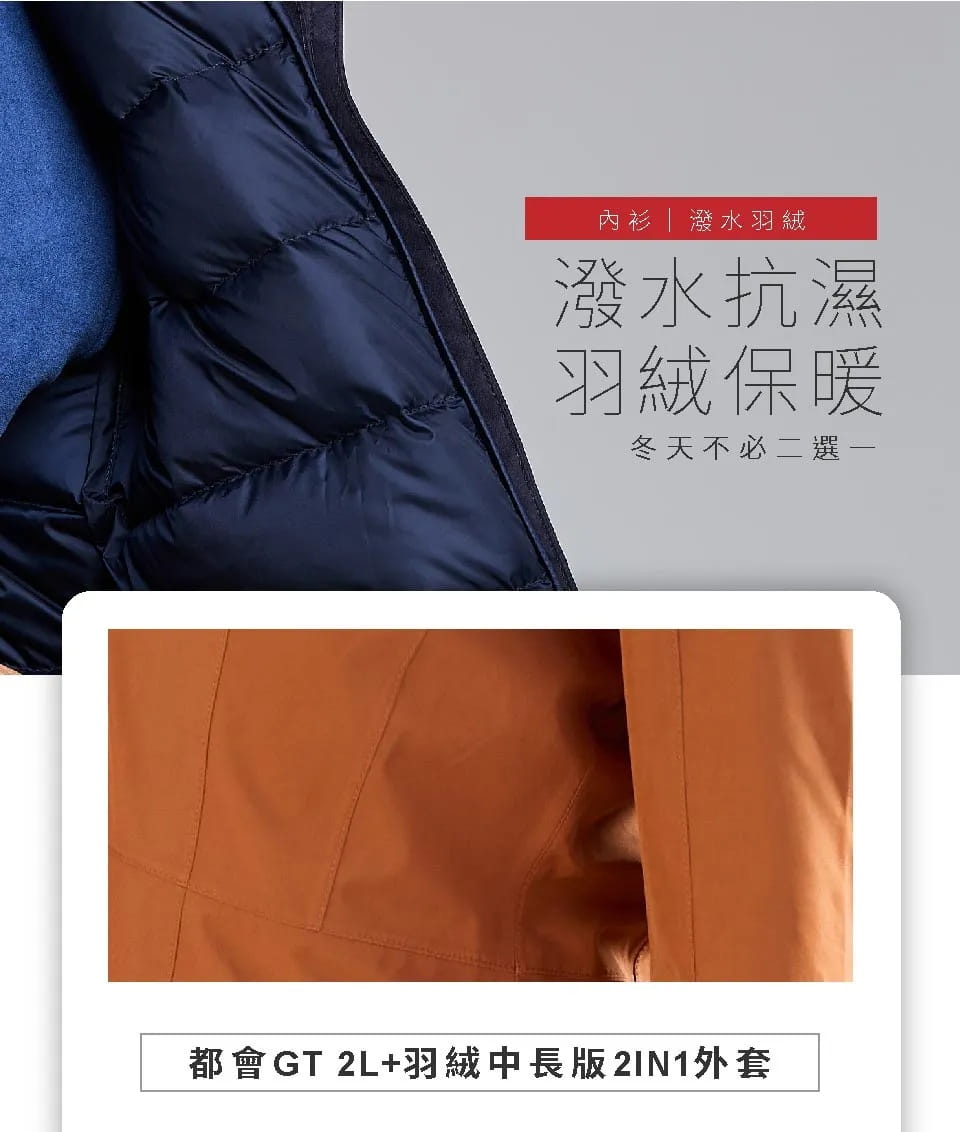 歐都納女款都會休閒GORE-TEX 2L防水透氣+保暖羽絨中長版兩件式外套A1GT2514W 7