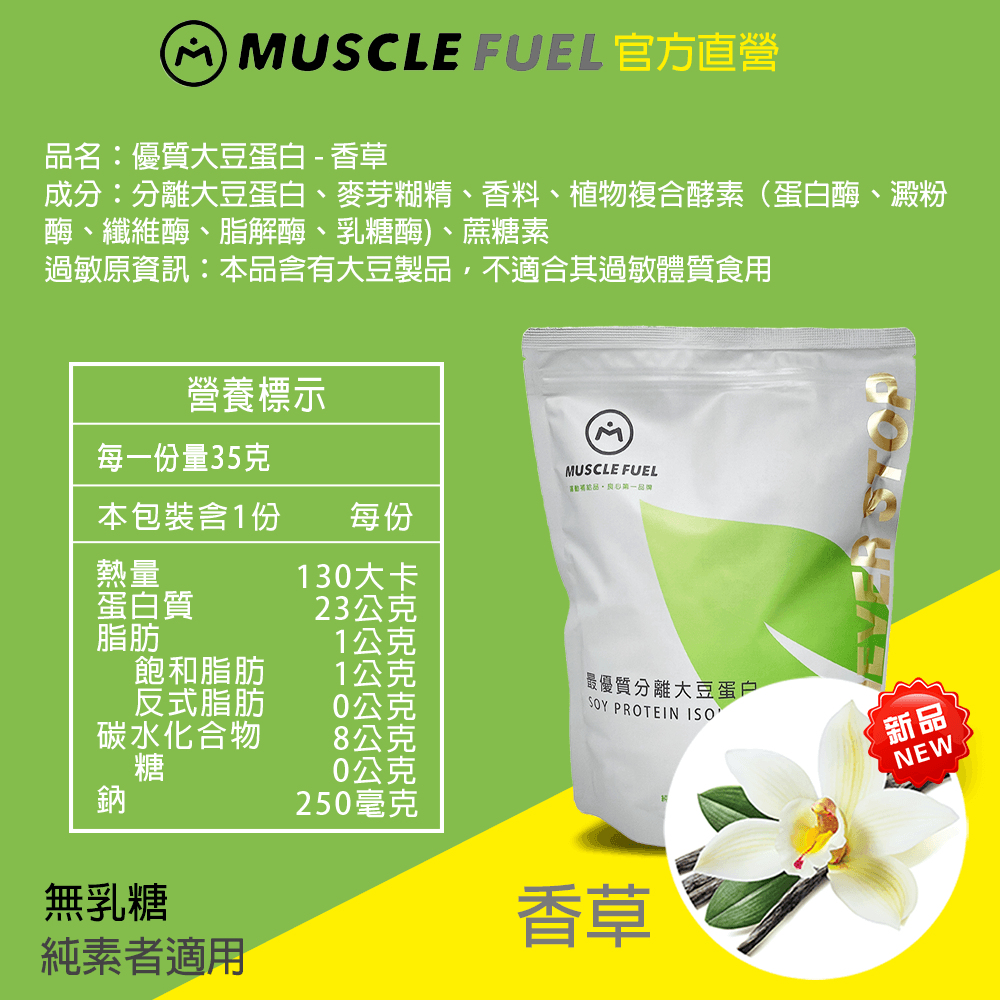 【Muscle Fuel】超進階分離大豆蛋白 全口味 1kg袋裝｜天然無化學味｜素食者 適用 12