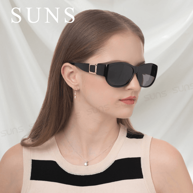 【suns】包覆式偏光墨鏡 曜石黑方框墨鏡 抗UV400 (可套鏡) 2