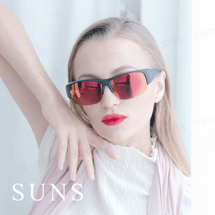 【suns】偏光太陽眼鏡 半框紅水銀 抗UV400 (可套鏡) 2