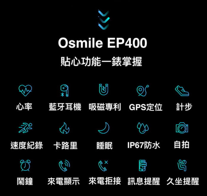 【Osmile】 EP400 藍牙耳機健康手環 2