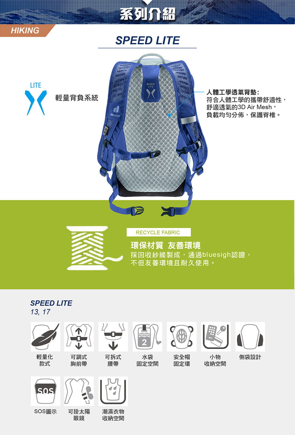 deuter 德國3410222 SPEED LITE 21L 超輕量旅遊背包/登山屋 1