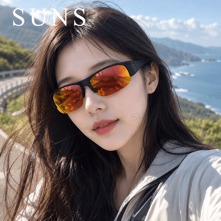 【suns】偏光太陽眼鏡 半框紅水銀 抗UV400 (可套鏡) 1