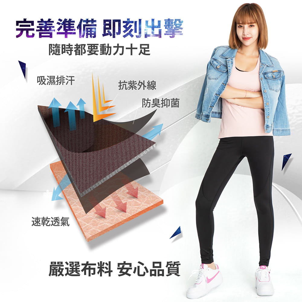 【GIAT】台灣製UV排汗機能壓力褲(女形力) 5